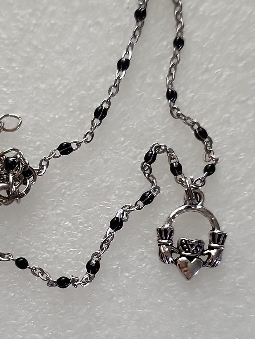 Hand Crafted Silver and Black Claddagh Bracelet / Anklet